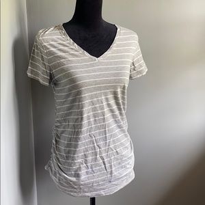 Gray and White Maternity Top